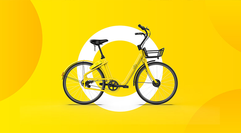 ofo小黃車單車LOGO，ofo小黃車單車標(biāo)志，共享單車品牌設(shè)計(jì)，ofo小黃車單車品牌形象設(shè)計(jì)