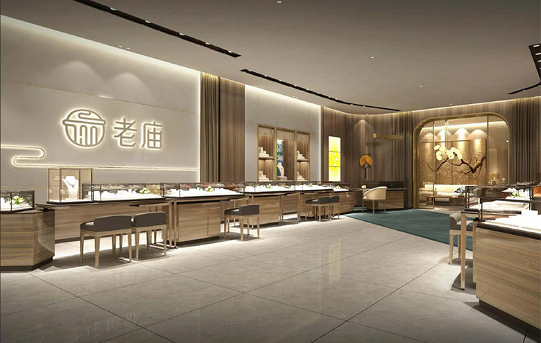 老廟黃金標(biāo)志，老廟黃金LOGO，老廟黃金店面設(shè)計(jì)，老廟黃金品牌形象設(shè)計(jì)，黃金珠寶品牌設(shè)計(jì)