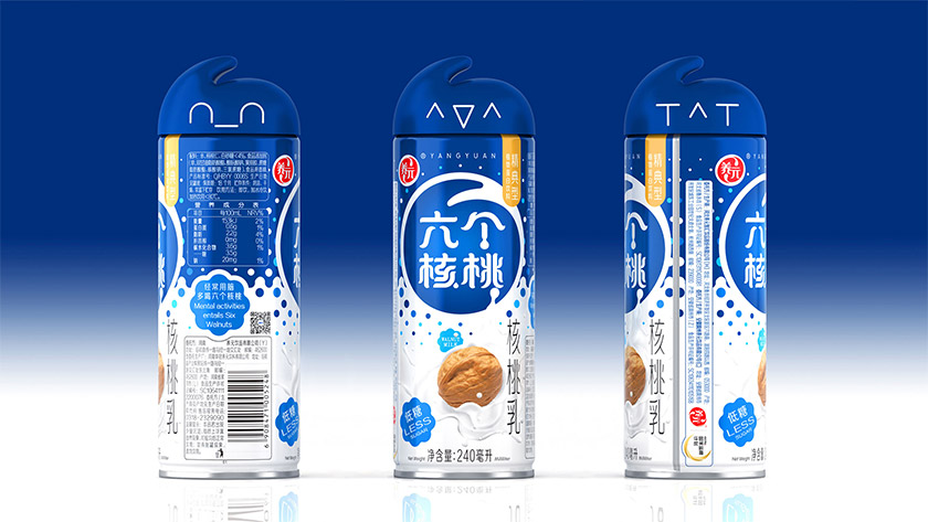 六個核桃標(biāo)志，六個核桃LOGO，六個核桃包裝，飲品包裝設(shè)計，飲品品牌設(shè)計