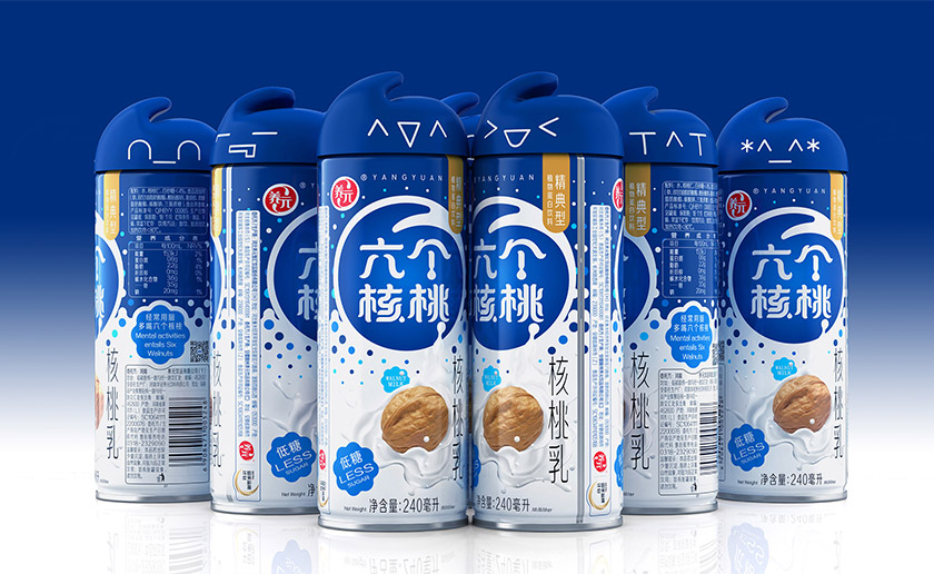 六個核桃標(biāo)志，六個核桃LOGO，六個核桃包裝，飲品包裝設(shè)計，飲品品牌設(shè)計